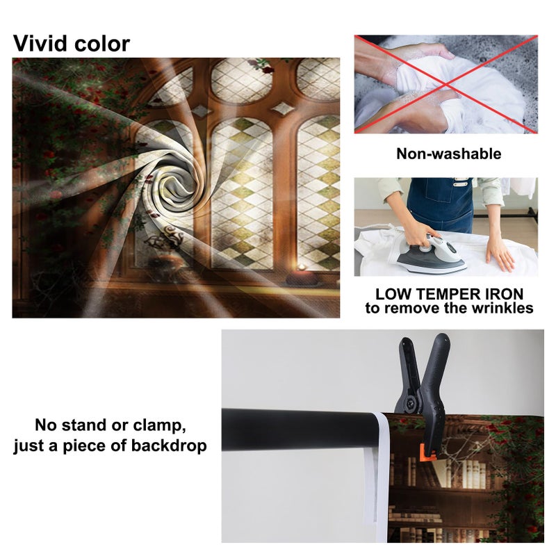 Baocicco Magic Library Interior Blackboard Backdrop 5x7ft Photography Background Reading Room Bookshelf Arched Window Magician Indoor Light Luxury Home Fortune Teller College - Image 5